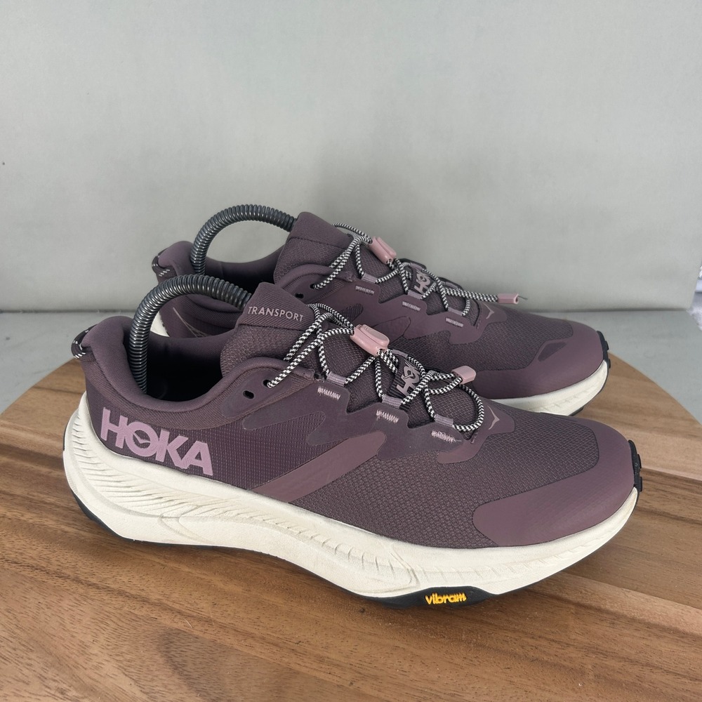 Hoka One One Transport Eggplant Purple Walking Shoes Womens 9 B Cushion Comfort